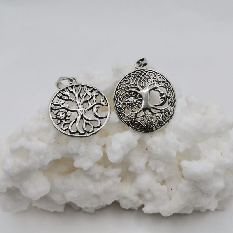 COLGANTE ARBOL DE LA VIDA SOL Y LUNA VARIOS PLATA