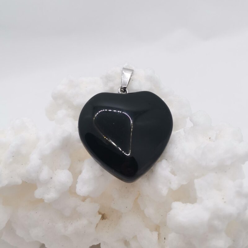 COLGANTE CORAZON DE ONIX Y PLATA