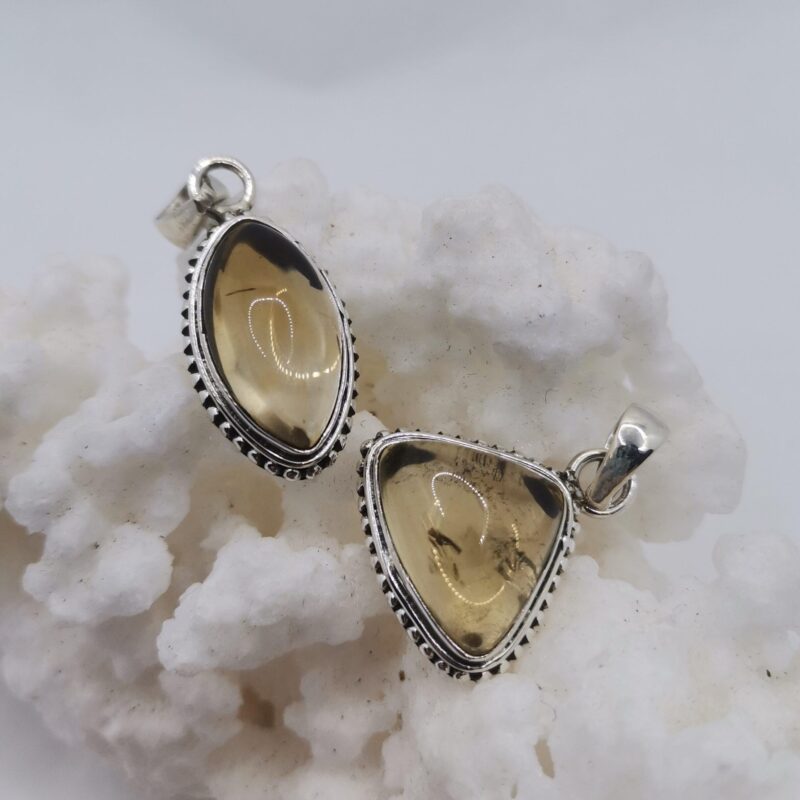 COLGANTE CUARZO LIMON PLATA