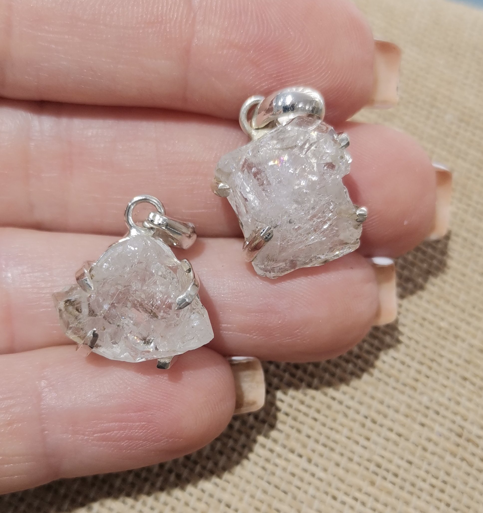 COLGANTE DIAMANTE HERKIMER PLATA 2 COLGANTE DIAMANTE HERKIMER PLATA - Imagen 2