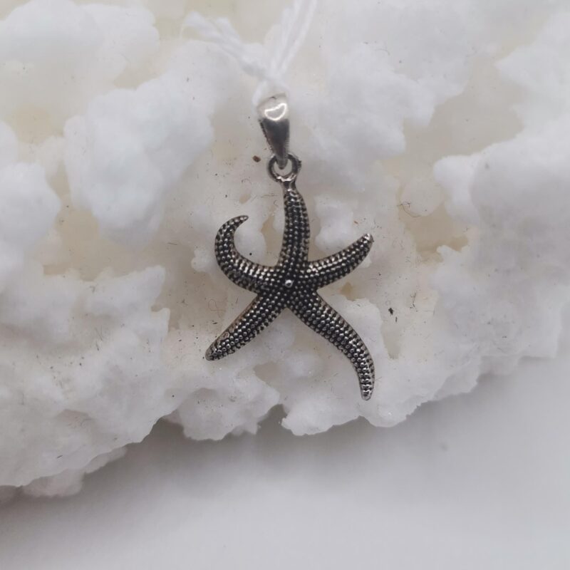 COLGANTE ESTRELLA DE MAR ALARGADA PLATA
