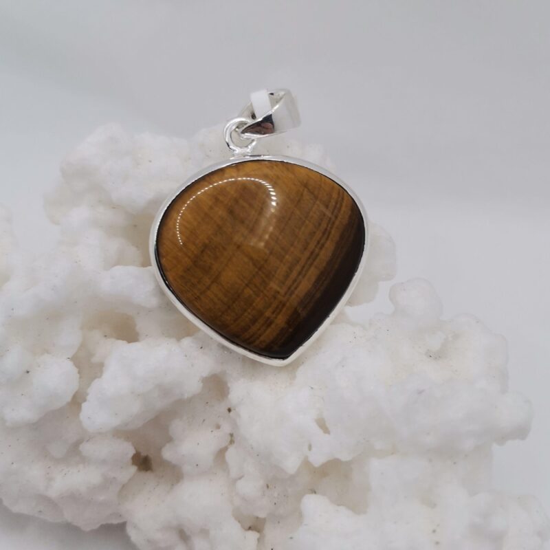 COLGANTE GOTA ANCHA OJO DE TIGRE PLATA
