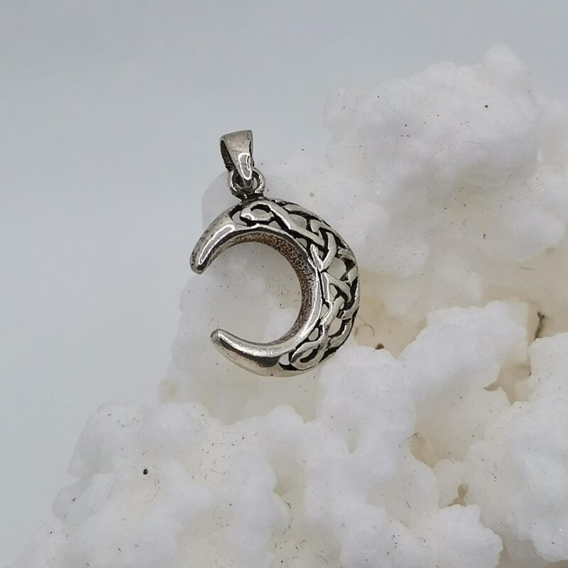 COLGANTE LUNA TRENZADA PLATA