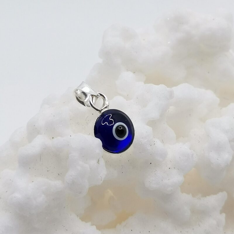 COLGANTE OJO TURCO AZUL OSCURO PLATA 10