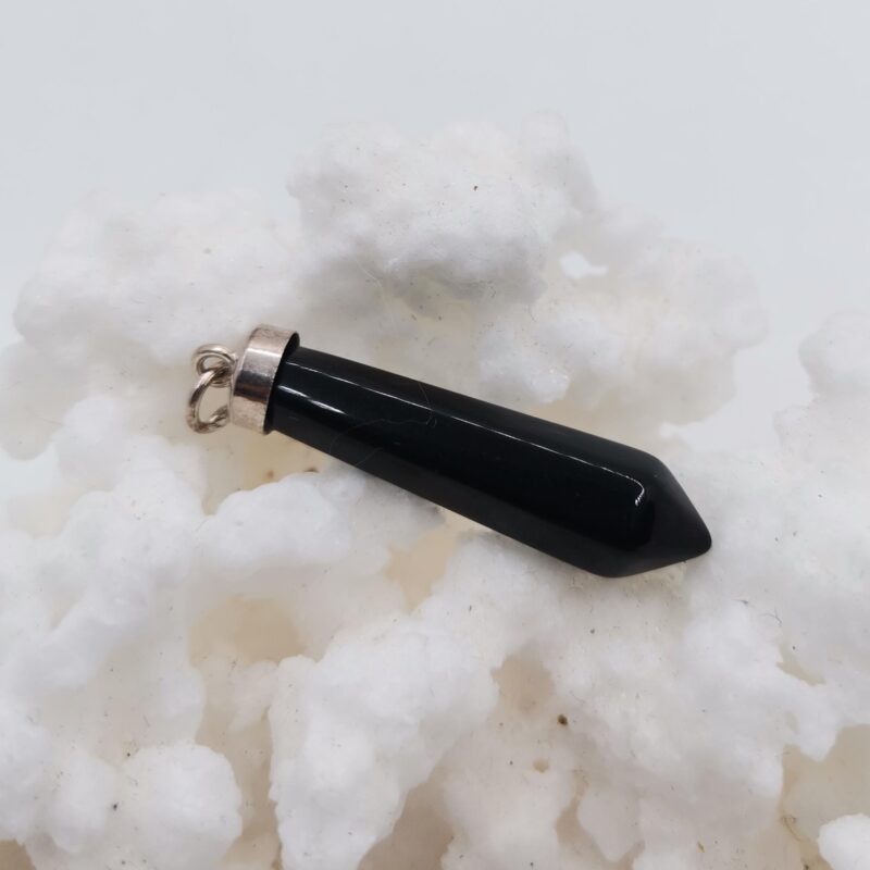 COLGANTE PUNTA DE AGATA NEGRA PLATA 10