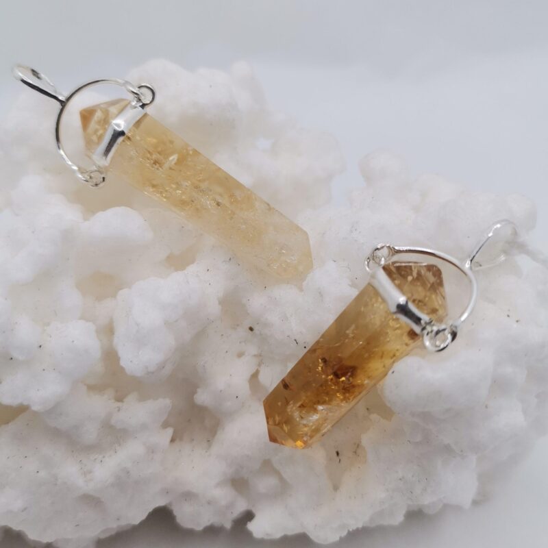 COLGANTE PUNTA BITERMINADA CITRINO PLATA