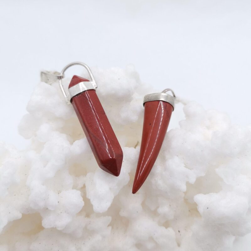 COLGANTE PUNTA DE JASPE ROJO PLATA 15