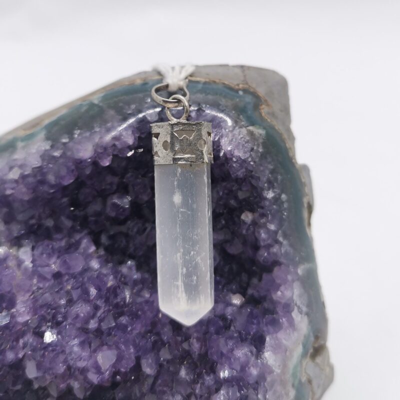 COLGANTE PUNTA DE SELENITA PLATA 15