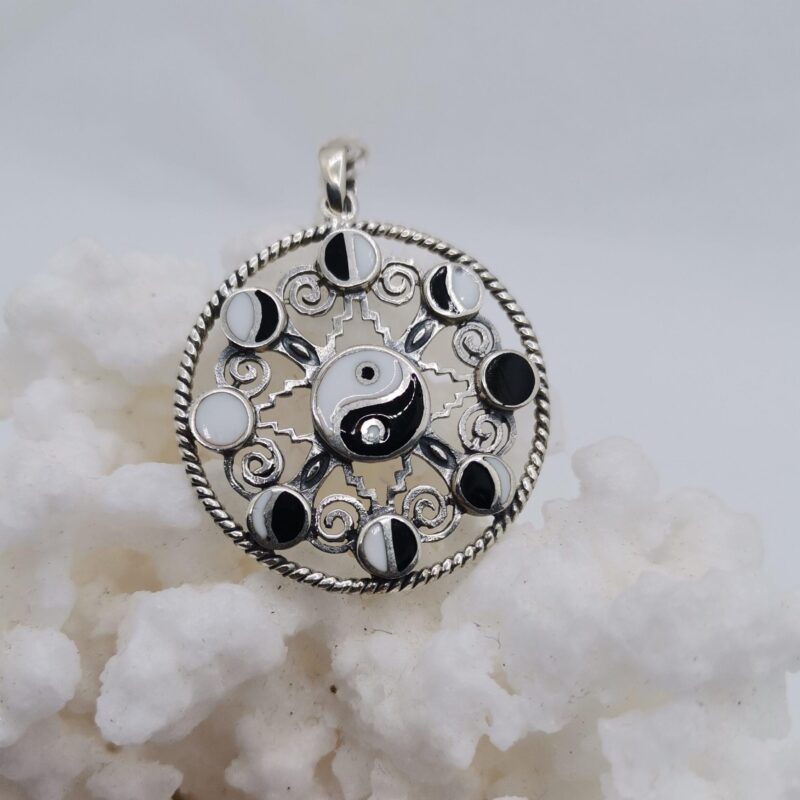 COLGANTE YING YANG FASES LUNARES PLATA