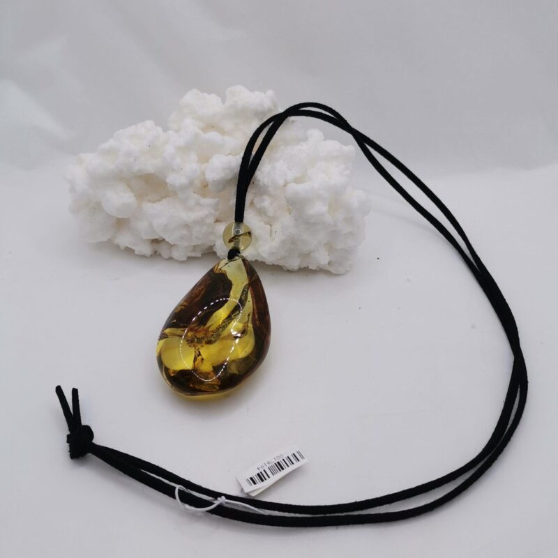 COLLAR AMBAR GOTA HOJAS