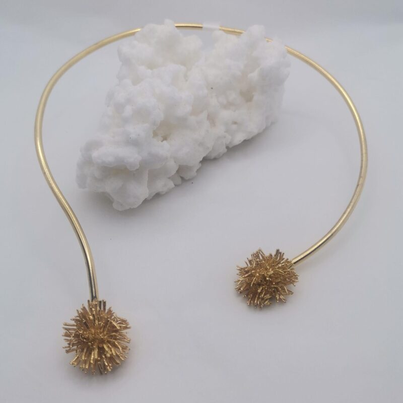 COLLAR GARGANTILLA COBRE ORO FLOR CRISANTEMO