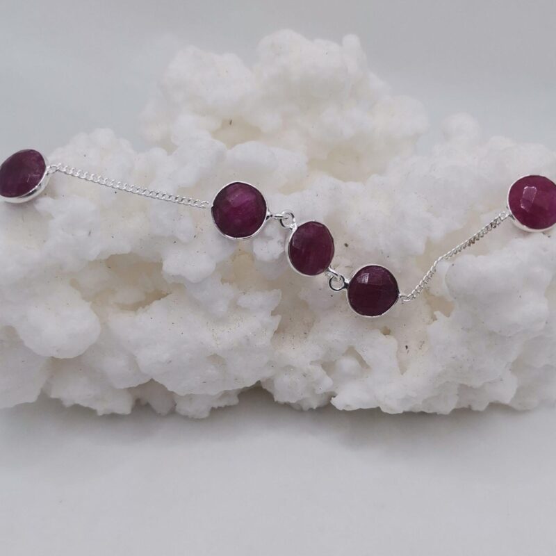 PULSERA 5 ESFERAS RUBI PLATA