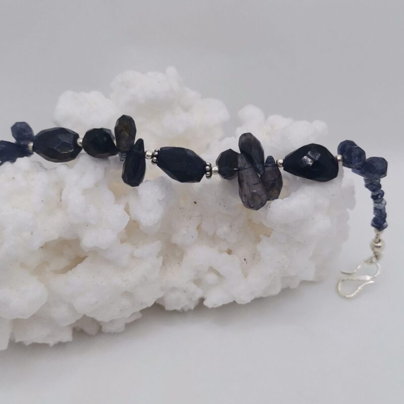 PULSERA GOTAS FLATEADAS CUARZO AZUL PLATA