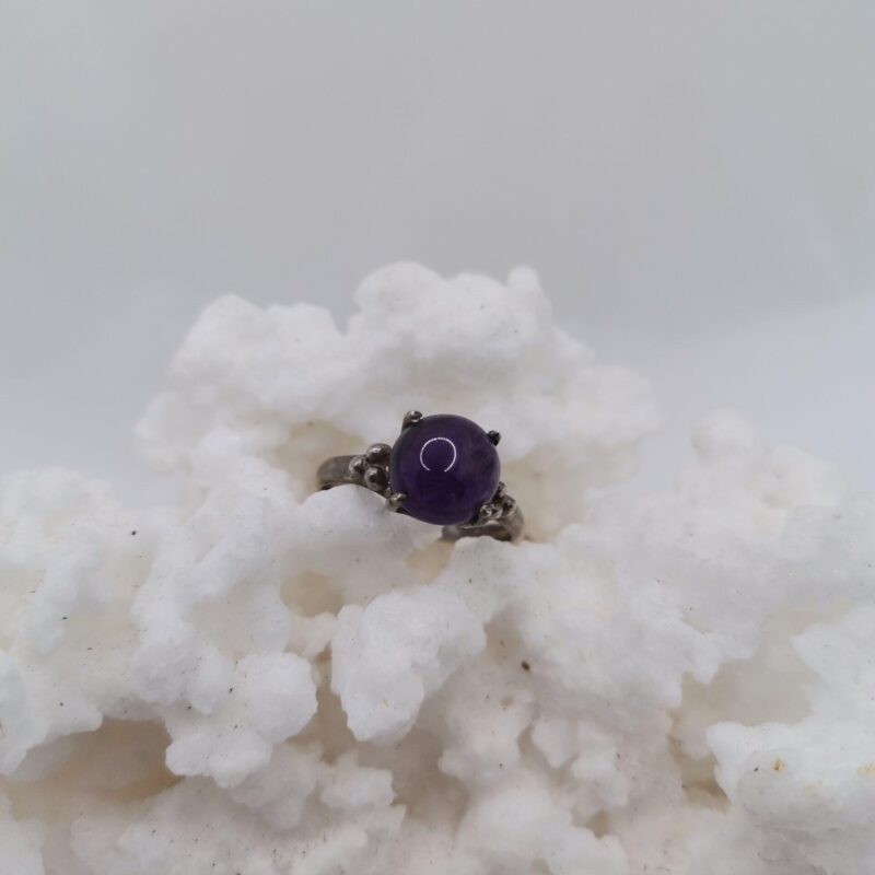 ANILLO PLATA AMATISTA BOLA ENGARZADA