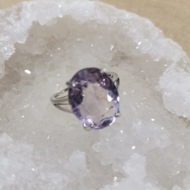 ANILLO PLATA AMATISTA OVALADA PREMIUM GRANDE