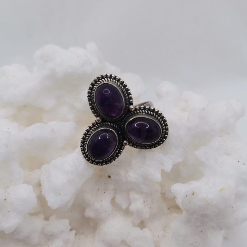 ANILLO PLATA AMATISTA TRIPLE