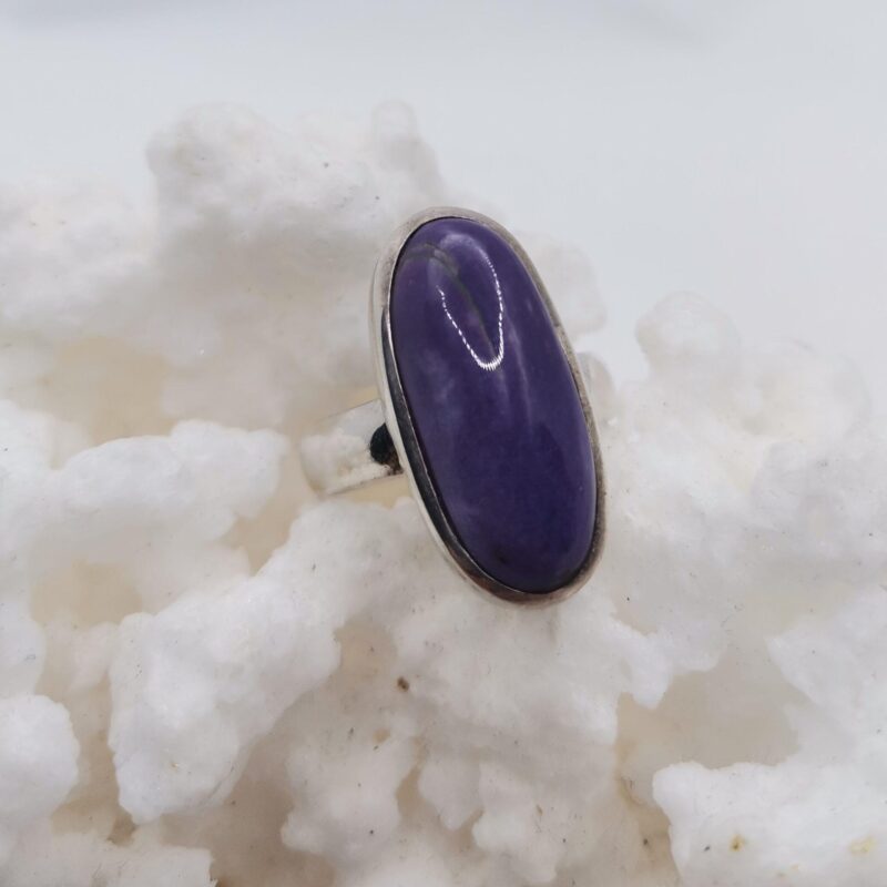 ANILLO PLATA CHAROITA OVALADO ALARGADO ADAPTABLE