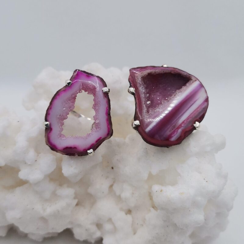 ANILLO PLATA CORTE AGATA ROSA