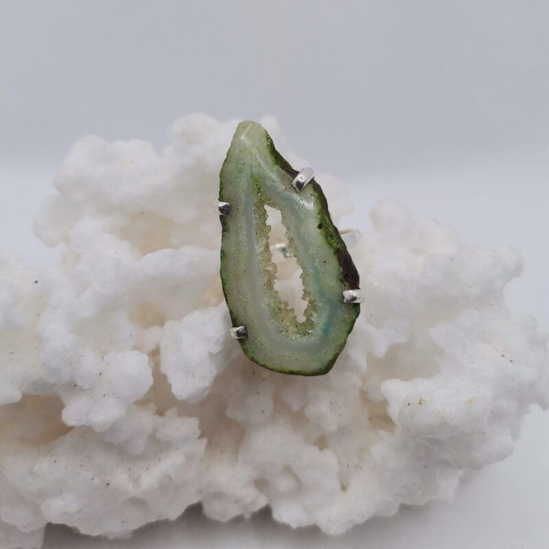 ANILLO PLATA CORTE AGATA VERDE