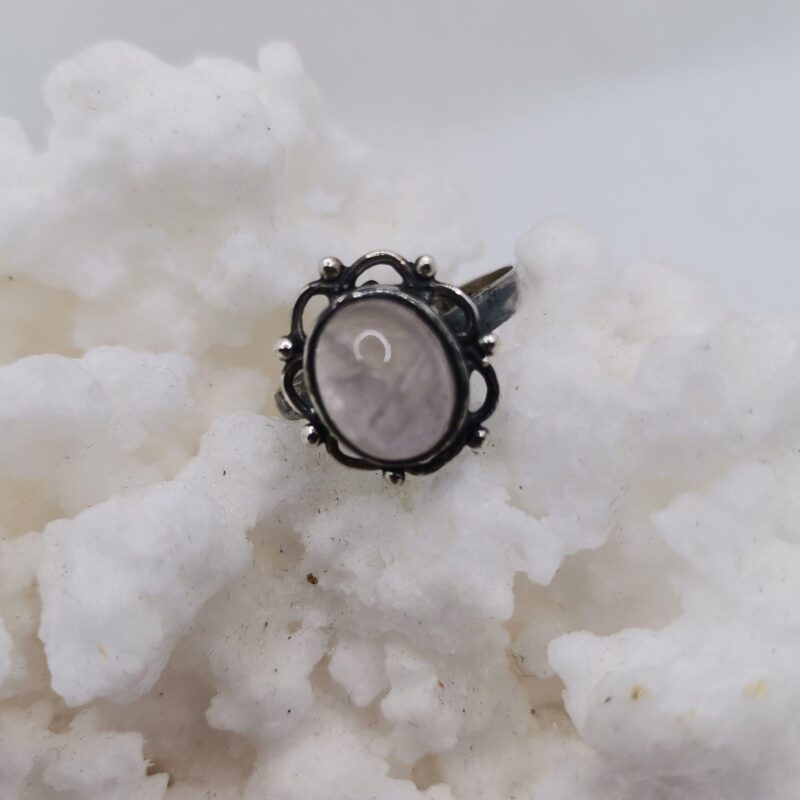 ANILLO PLATA CUARZO ROSA FLOR 35