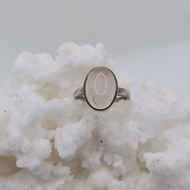ANILLO PLATA CUARZO ROSA OVALADO 45