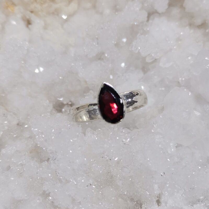 ANILLO PLATA GRANATE GOTA ADAPTABLE