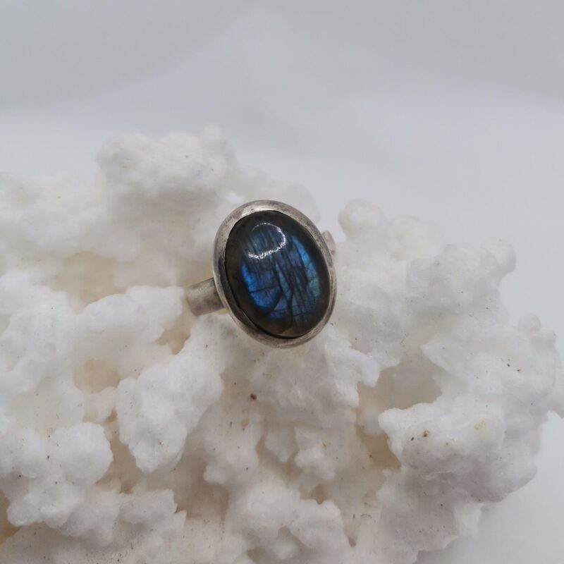 ANILLO PLATA LABRADORITA OVALADA ADAPTABLE