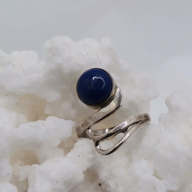 ANILLO PLATA LAPISLAZULI ESFERA ASIMETRICO