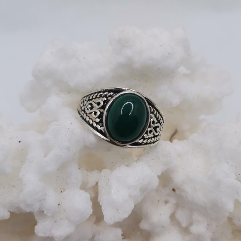 ANILLO MALAQUITA OVALADO GRABADO
