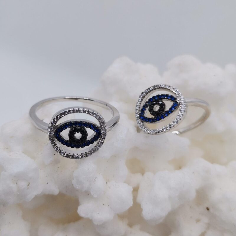 ANILLO PLATA CIRCONITAS OJO TURCO