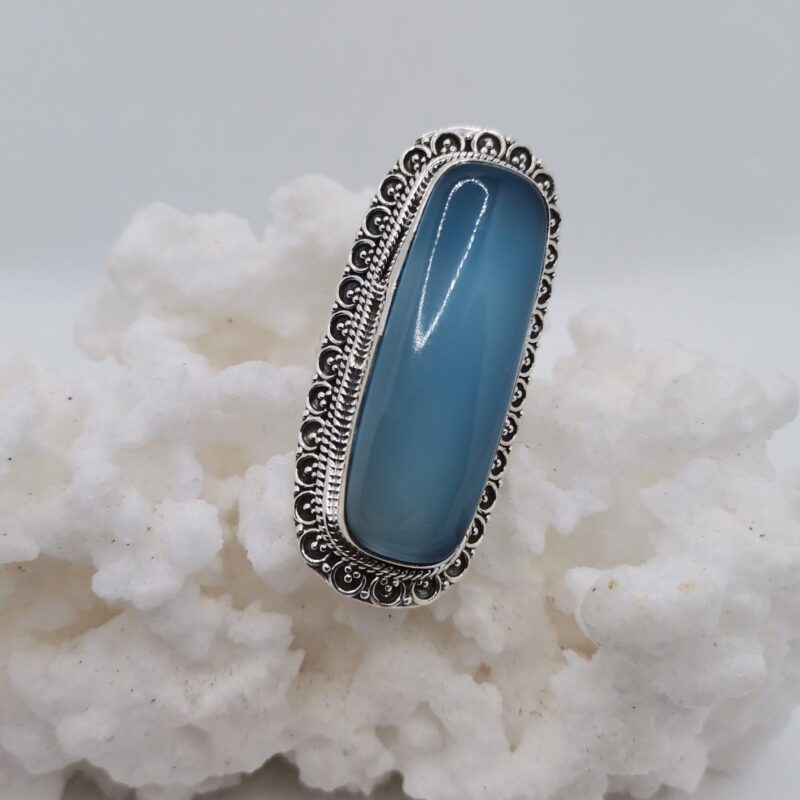 ANILLO PLATA ONIX AZUL ALARGADO 150
