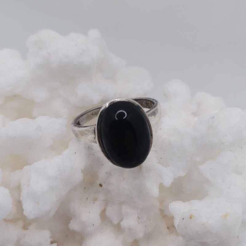 ANILLO PLATA ONIX NEGRO OVALADO CLASICO