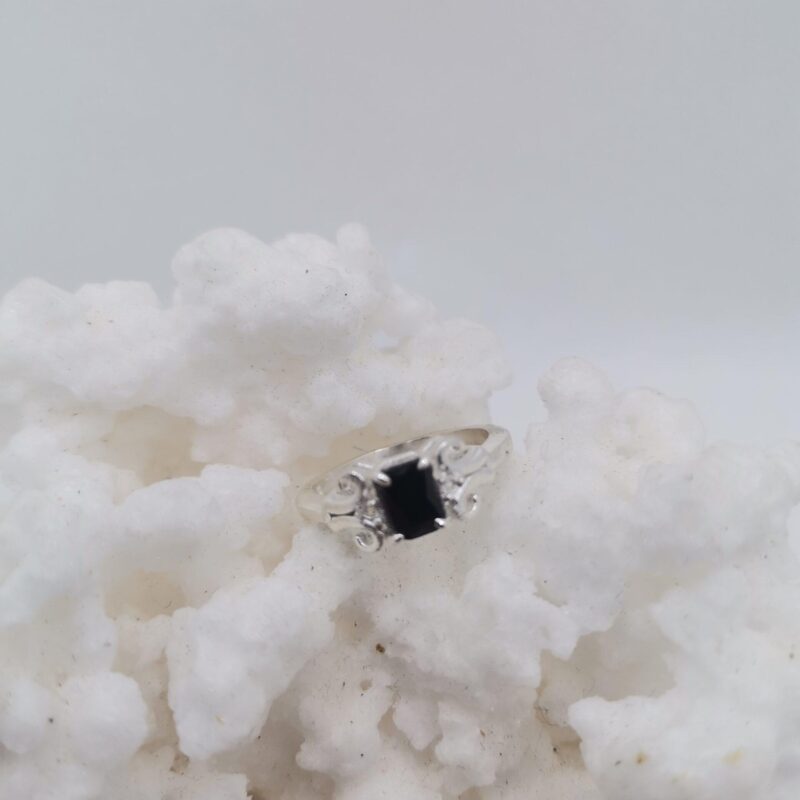 ANILLO PLATA ONIX NEGRO RECTANGULO PEQ