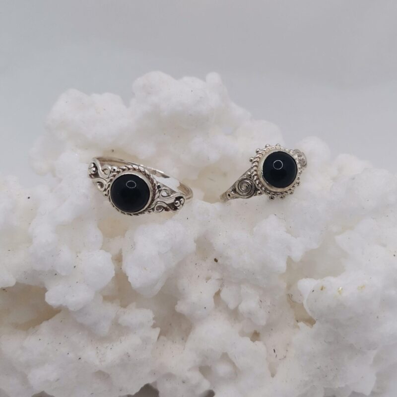 ANILLO PLATA ONIX NEGRO REDONDO 35