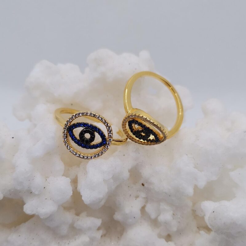 ANILLO PLATA ORO CIRCONITAS OJO TURCO