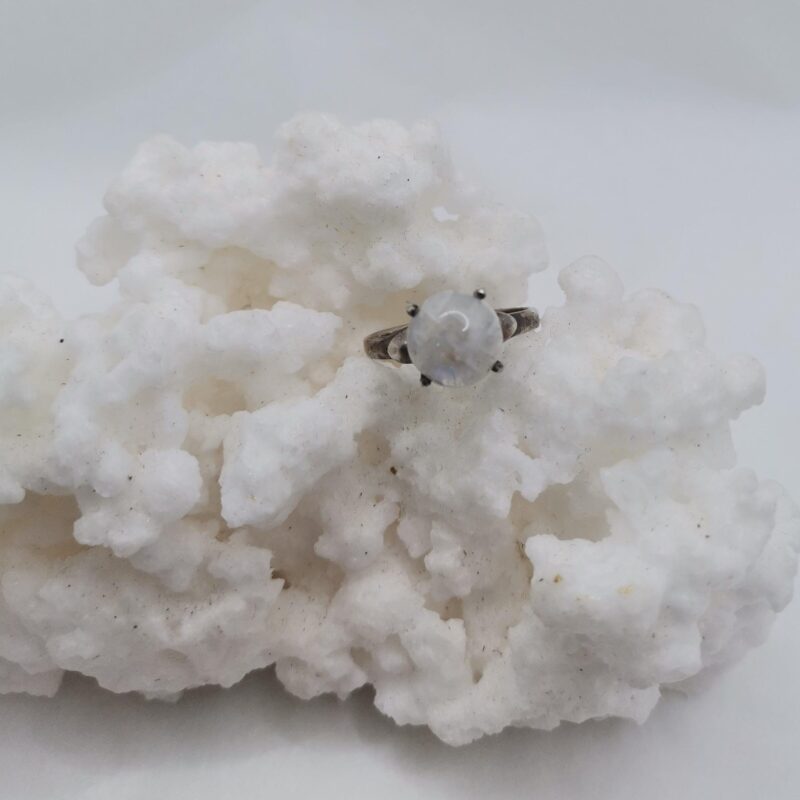 ANILLO PLATA PIEDRA LUNA ESFERA ENGARZADA