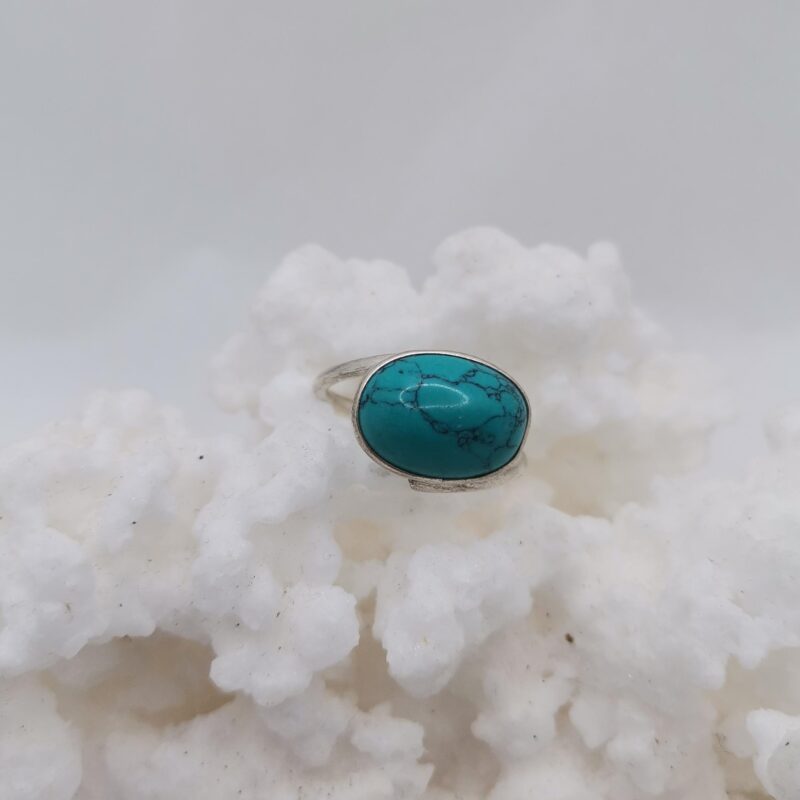 ANILLO PLATA TURQUESA OVALADO HORIZONTAL