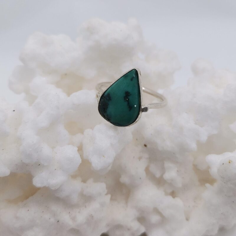 ANILLO PLATA TURQUESA VERDE GOTA