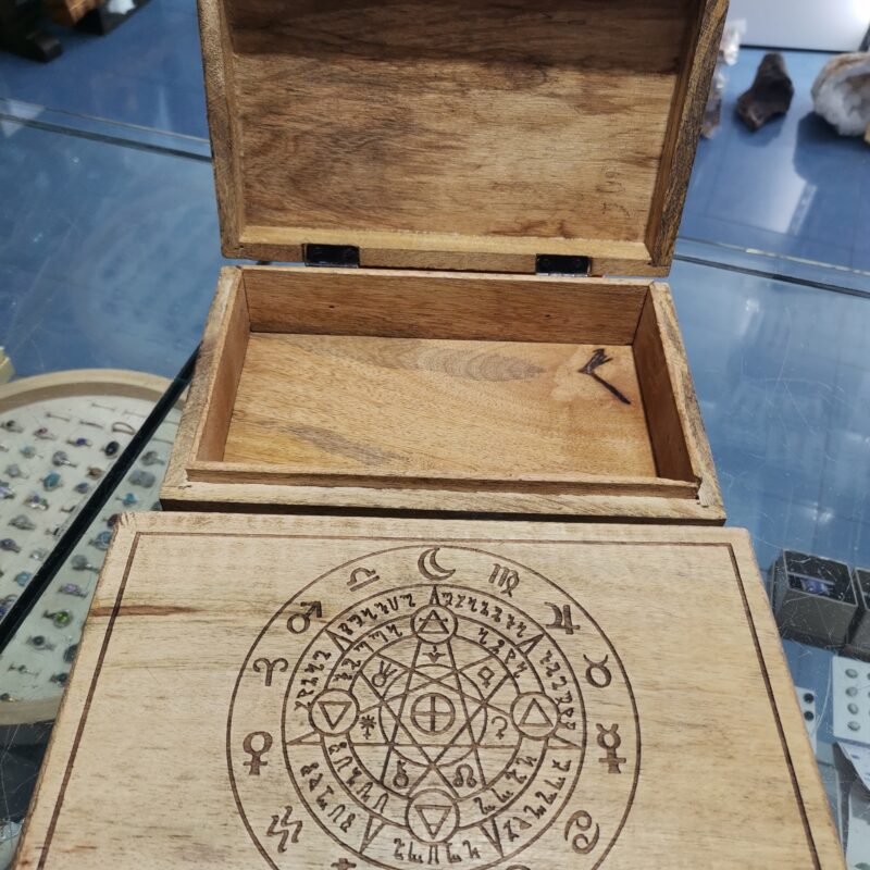 CAJA MADERA DECORADA SIMBOLOGIA HOROSCOPO