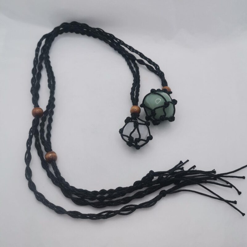 COLLAR MACRAME CON MINERAL NATURAL