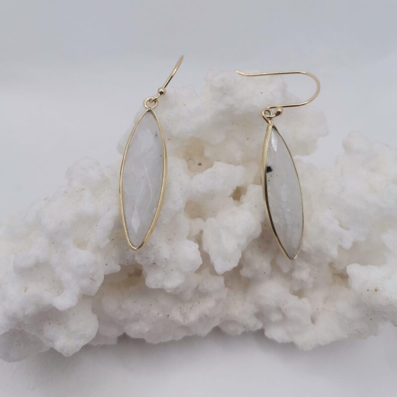 PENDIENTE PLATA ORO PIEDRA LUNA OVALADO PUNTA 175