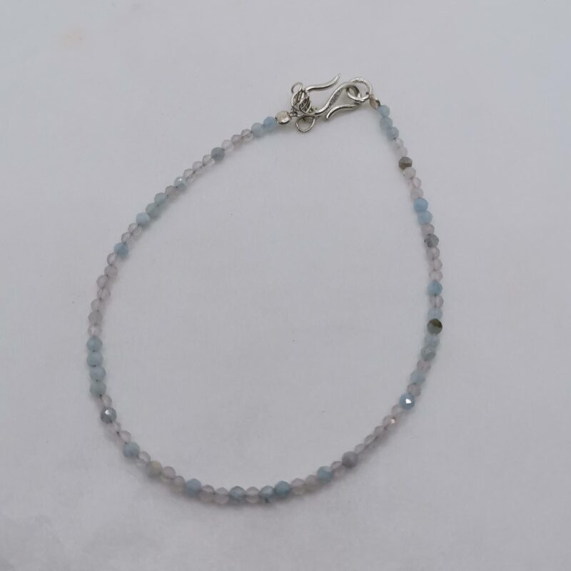 PULSERA ANGELITA Y CUARZO BLANCO PLATA 2 MM