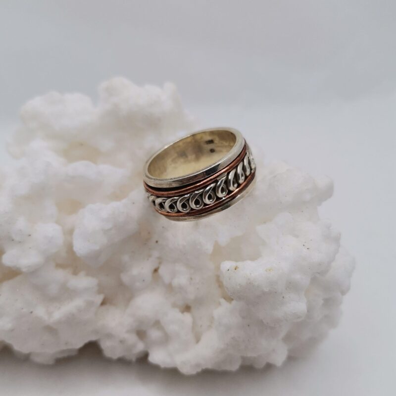 ANILLO ANTI ESTRES PLATA Y COBRE