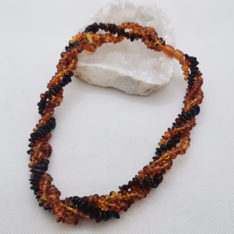 COLLAR AMBAR TRENZADO TRICOLOR