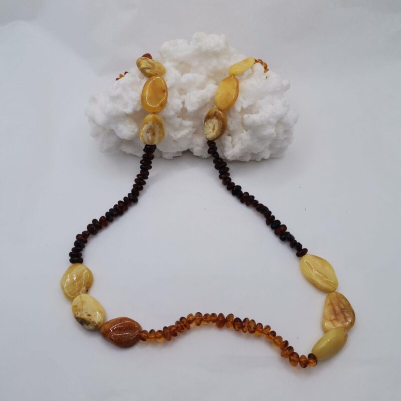 COLLAR AMBAR TRES COLORES CHIP Y RODADO 70 CM