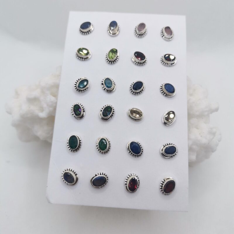 PENDIENTE PLATA MINERAL OVALADO VARIOS 15