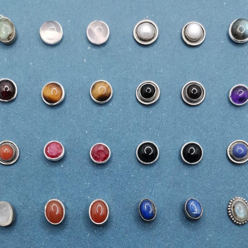 PENDIENTE PLATA MINERAL VARIADO ROSCA 20