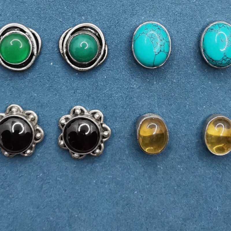 PENDIENTE PLATA MINERAL VARIADO ROSCA 25