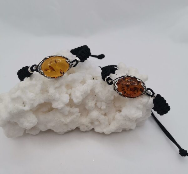 PULSERA PLATA Y AMBAR CUERDA