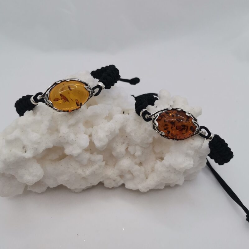 PULSERA PLATA Y AMBAR CUERDA